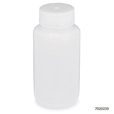 Bottle, Wide Mouth, LDPE Bottle, Attached PP Screw Cap, 250mL, 12/Pack-7020250