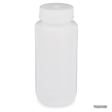 Bottle, Wide Mouth, LDPE Bottle, Attached PP Screw Cap, 500mL, 12/Pack-7020500