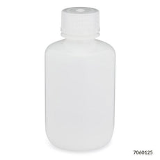 Bottle, Narrow Mouth, HDPE Bottle, Attached PP Screw Cap, 125mL, 12/Pack-7060125