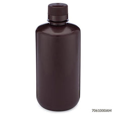 Bottle, Narrow Mouth, HDPE Bottle, Attached PP Screw Cap, Amber, 1000mL, 6/Pack-7061000AM