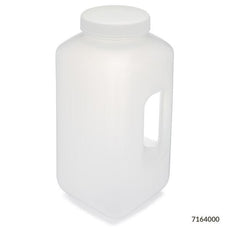 Bottle, Large Wide Mouth with Handle, Square, PP Bottle, 100mm PP Screw Cap, 4 Litres (1.0 Gallons)-7164000