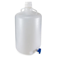Carboy, Round with Spigot and Handles, LDPE, White PP Screwcap, 50 Liter, Molded Graduations-7270050
