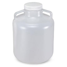 Carboy, Round with Handles, Wide Mouth, LDPE, White PP Screwcap, 10 Liter, Molded Graduations-7260010