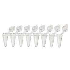 DiamondLink 0.1mL 8-Strip Tubes, Low-Profile, with Individually-Attached Flat Caps, White-PCR-DL-01FW