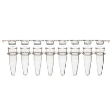 0.2mL 8-Strip Tubes, with Separate 8-Strip Clear Flat Caps, Natural-PCR-STR-02F