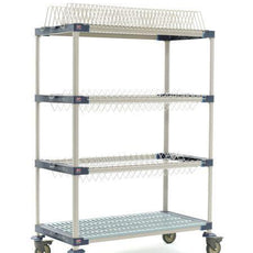 MetroMax 4 MAX4-PR48VX3 Mobile Drying Rack with Two Drop-Ins, One Tray Rack and One Bulk Shelf, 26" x 50" x 68"