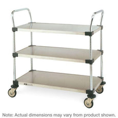 Metro MW206 MW Series Utility Cart with 3 Stainless Steel Solid Shelves, 21" x 36" x 39"