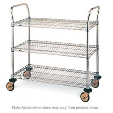 Metro MW702 MW Series Utility Cart with 3 Stainless Steel Wire Shelves, 18" x 24" x 38"