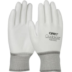 Seamless Knit Nylon Glove with Polyurethane Coated Microfoam Grip on Palm & Fingertips, White, Medium - PDESDECM