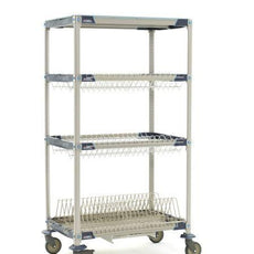 MetroMax i PR36VX3-XDR Mobile Drying Rack with Two Drop-Ins, One Tray Rack, One Bulk Shelf and Drip Tray, 26" x 38" x 68"