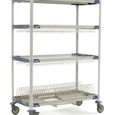 MetroMax i PR48VX3-XDR Mobile Drying Rack with Two Drop-Ins, One Tray Rack, One Bulk Shelf and Drip Tray, 26" x 50" x 68"