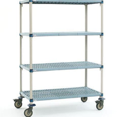 MetroMax Q Q336BG3 4-Shelf Industrial Plastic Shelving Mobile Cart, Open Grid Shelves, 18" x 36" x 68"