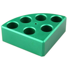 Aluminum Green quarter reaction block, 6 holes 8ml reaction vessel 17.75mm dia x 26mm depth - 18900048