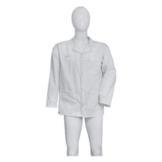 Tecstat PA 66% Poly,  32% Cotton, 2% Carbon Fiber White ESD Smock, Waist Length, Lapel Collar, Snaps in Front & Cuffs, XSM - ESM-B111