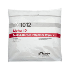 TexWipe Alpha 10 12" x 12" double-knit polyester, sealed-border wipers, 1000 wipers/Cs - TX1012