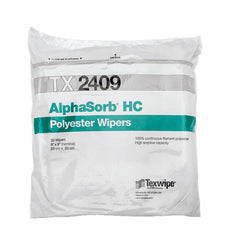 TexWipe AlphaSorb HC 9" x 9" 2-ply polyester wipers, 1000 wipers/Cs - TX2409