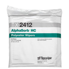 TexWipe AlphaSorb HC 12" x 12" 2-ply polyester wipers, 600 wipers/Cs - TX2412