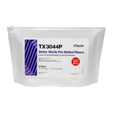 TexWipe Sterile VERTEX Prewet Wiper - Ethanol 12" x 12" Sealed edge, 125 wipers/Cs - TX3044P