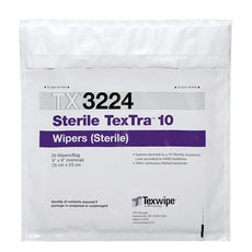 TexWipe Sterile TexTra 10 9" x 9" single-ply sealed border polyester, 500 wipers/Cs - TX3224