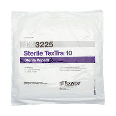 TexWipe Sterile TexTra 10 12" x 12" single-ply sealed border polyester, 500 wipers/Cs - TX3225