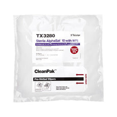 TexWipe Sterile AlphaSat 10 with WFI 12" x 12" pre-wetted with 70% IPA/30% WFI, 250 wipers/Cs - TX3280