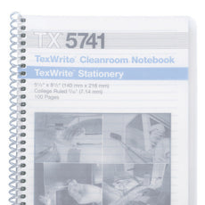 TexWipe Cleanroom Spiral Notebook, TexWrite 22, 5? x 8? 22 lb. white paper stock, college ruled, 10 notebooks/Cs - TX5741