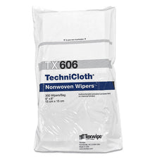 TexWipe TechniCloth 6" x 6" nonwoven, cellulose/polyester-blend wipers, 6000 wipers/Cs - TX606