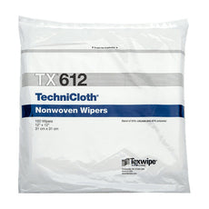 TexWipe TechniCloth 12" x 12" nonwoven, cellulose/polyester-blend wipers, 1500 wipers/Cs - TX612