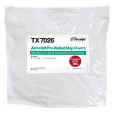 TexWipe AlphaSat Pre-Wetted Mop Covers with 6% IPA, 100 mop covers and 4 polyester pads/Cs - TX7026