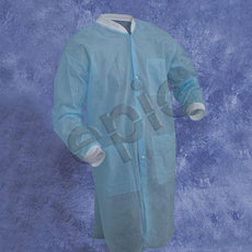 Tians Lab Coat, Light Wt. Polypro, KW, KC, 3pkt, Blue, SML, 50/Cs - 843785-S