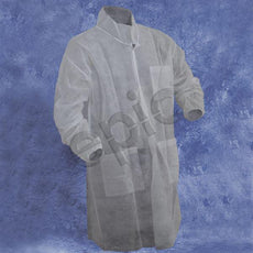 Tians Lab Coat, Light Wt. Polypro, EW, 3 Pkt, White, LRG, 50/Cs - 843881-L