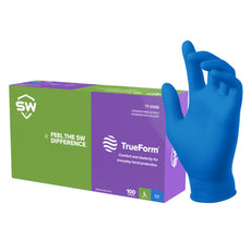 TrueForm Powder-Free Nitrile Exam Gloves Royal Blue <b>(Large)</b>, Case of 1000 (TF-050-095-RB) (10 boxes 100/Box) - N301344