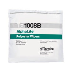 Texwipe AlphaLite bulk packed 9" x 9" lightweight, knitted polyester wipers, 1500 wipers/Cs - TX1008B