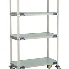 MetroMax i X336EFX3 4-Shelf Industrial Plastic Shelving Mobile Cart, Solid Shelves, 18" x 36" x 67.3125"