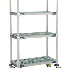 MetroMax i X336EGX3 4-Shelf Mobile Industrial Plastic Shelving Cart, Open Grid Shelves, 18" x 36" x 67.3125"