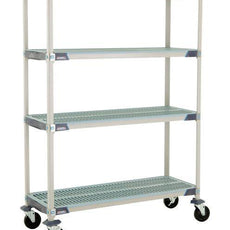 MetroMax i X356BGX3 4-Shelf Industrial Plastic Shelving Mobile Cart, Open Grid Shelves, 18" x 48" x 67.3125"