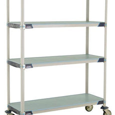 MetroMax i X356EFX3 4-Shelf Industrial Plastic Shelving Mobile Cart, Solid Shelves, 18" x 48" x 67.3125"