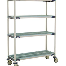 MetroMax i X356EGX3 4-Shelf Industrial Plastic Shelving Mobile Cart, Open Grid Shelves, 18" x 48" x 67.3125"
