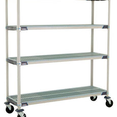 MetroMax i X366BGX3 4-Shelf Industrial Plastic Shelving Mobile Cart, Open Grid Shelves, 18" x 60" x 67.3125"