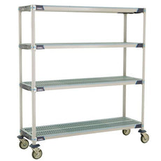 MetroMax i X366EGX3 4-Shelf Industrial Plastic Shelving Mobile Cart, Open Grid Shelves, 18" x 60" x 67.3125"