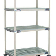 MetroMax i X536BGX3 4-Shelf Industrial Plastic Shelving Mobile Cart, Open Grid Shelves, 24" x 36" x 67.3125"