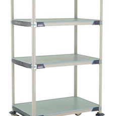 MetroMax i X536EFX3 4-Shelf Industrial Plastic Shelving Mobile Cart, Solid Shelves, 24" x 36" x 67.3125"