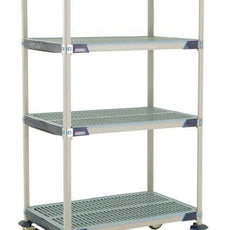 MetroMax i X536EGX3 4-Shelf Industrial Plastic Shelving Mobile Cart, Open Grid Shelves, 24" x 36" x 67.3125"