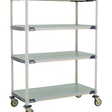 MetroMax i X556EFX3 4-Shelf Industrial Plastic Shelving Mobile Cart, Solid Shelves, 24" x 48" x 67.3125"