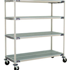 MetroMax i X566BGX3 4-Shelf Industrial Plastic Shelving Mobile Cart, Open Grid Shelves, 24" x 60" x 67.3125"