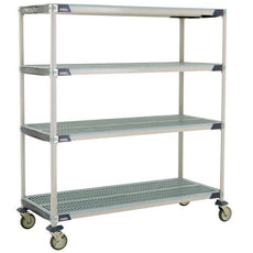 MetroMax i X566EGX3 4-Shelf Industrial Plastic Shelving Mobile Cart, Open Grid Shelves, 24" x 60" x 67.3125"